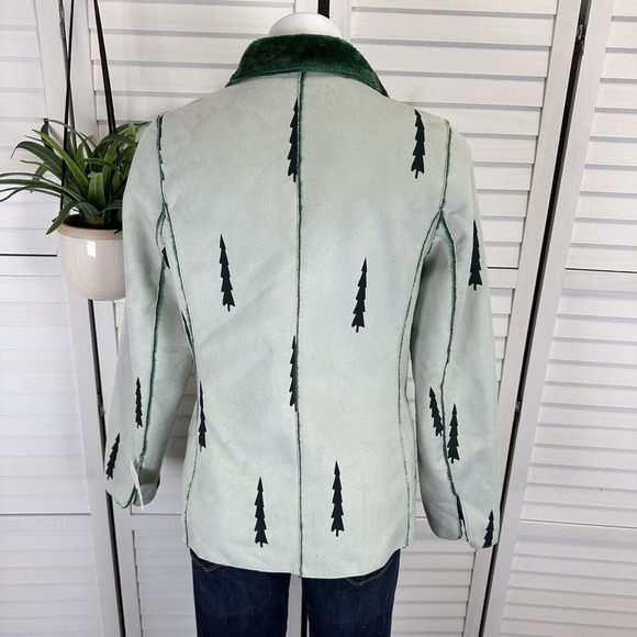 Montana Clothing Company Green Reversible Tree Jacket Faux Suede Plush Size S - Picture 7 of 11